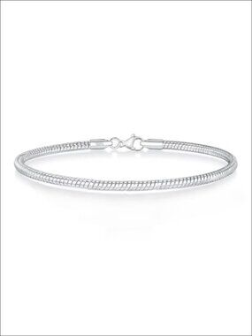 925 Sterling Silver Snake Chain Charm Bracelet Hypoallergenic Nickel-Free